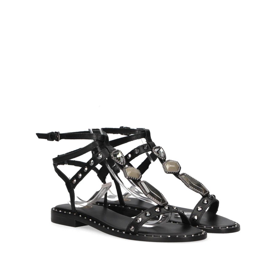 Ash PANNY Sandalo donna fasce con pietre nero