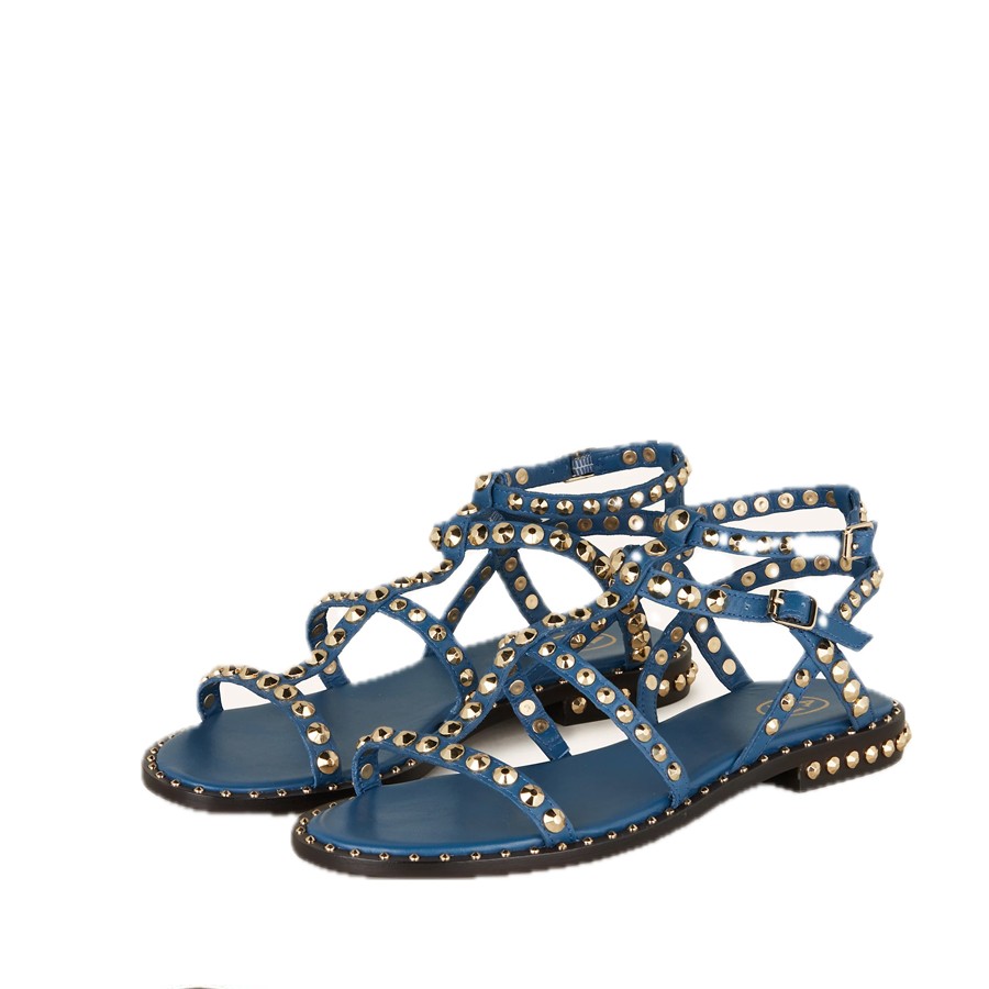 Ash Precious Blue Sandal with Gold Studs