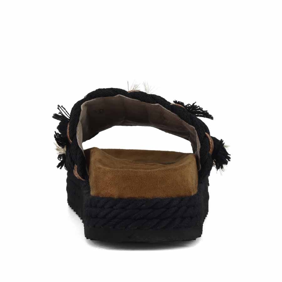 Mou sandalo Monoband rope sandal fringes black