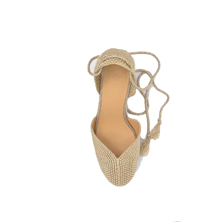 Castañer wedge Cora in gold jute