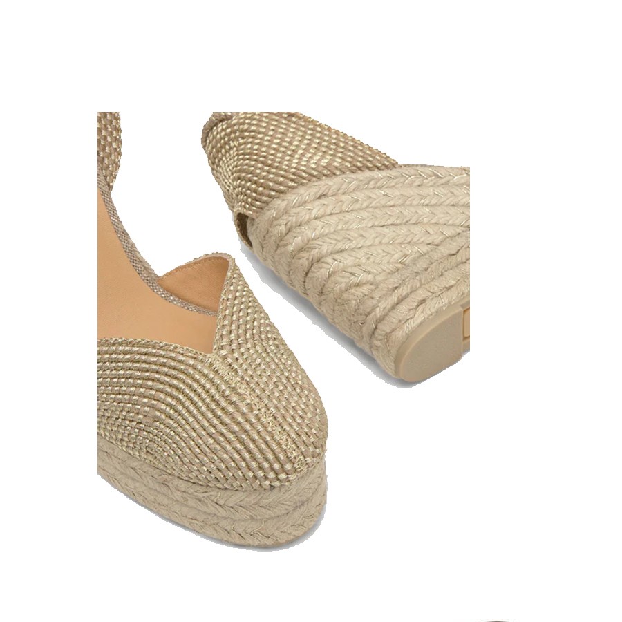 Castañer wedge Cora in gold jute
