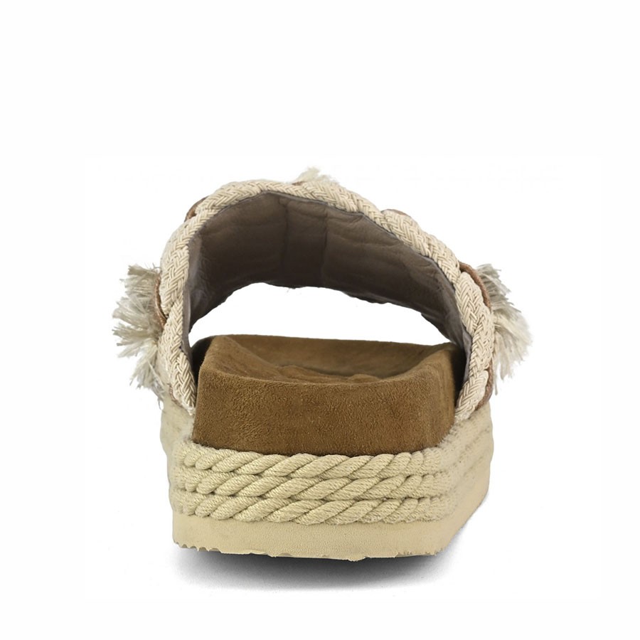 Mou sandalo Monoband rope sandal fringes beige