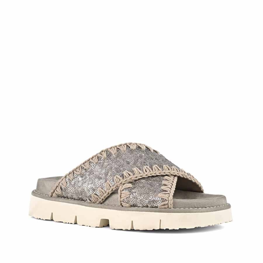 Mou sandalo Criss-cross bio sandal plain microsequins gunmetal