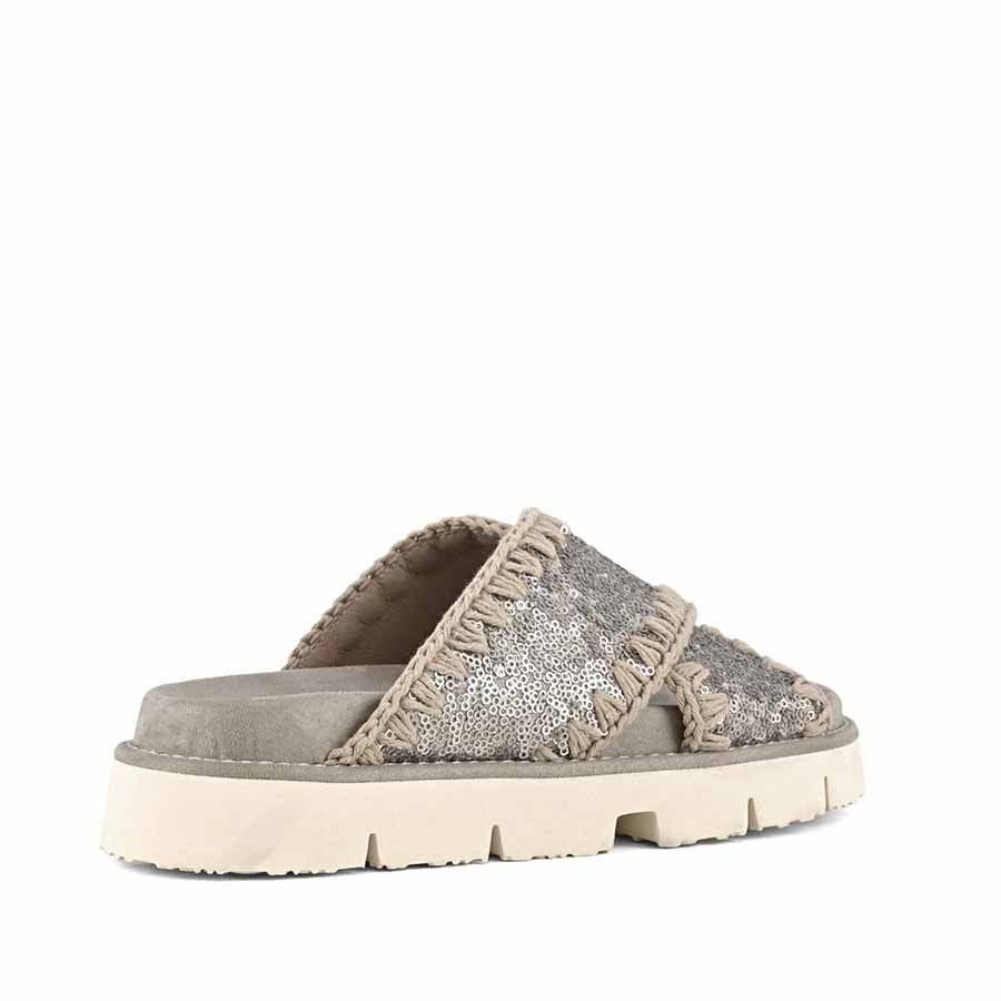 Mou sandalo Criss-cross bio sandal plain microsequins gunmetal