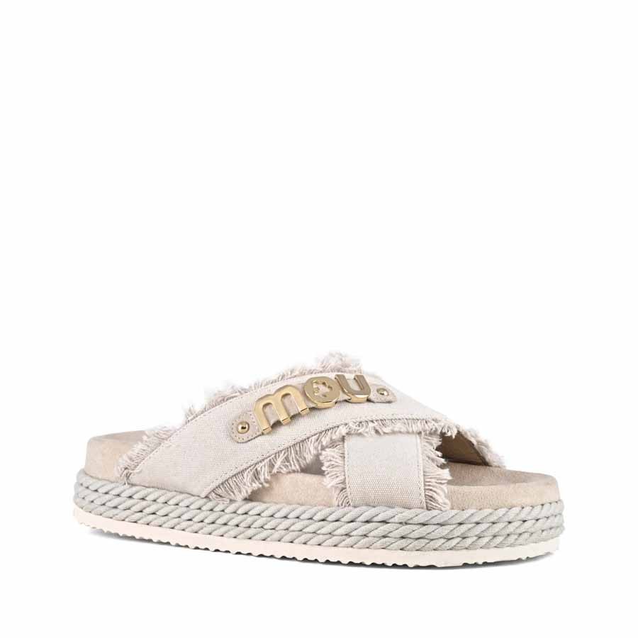 Mou sandalo Rope bio sandal Criss-cross recycled canvas beige