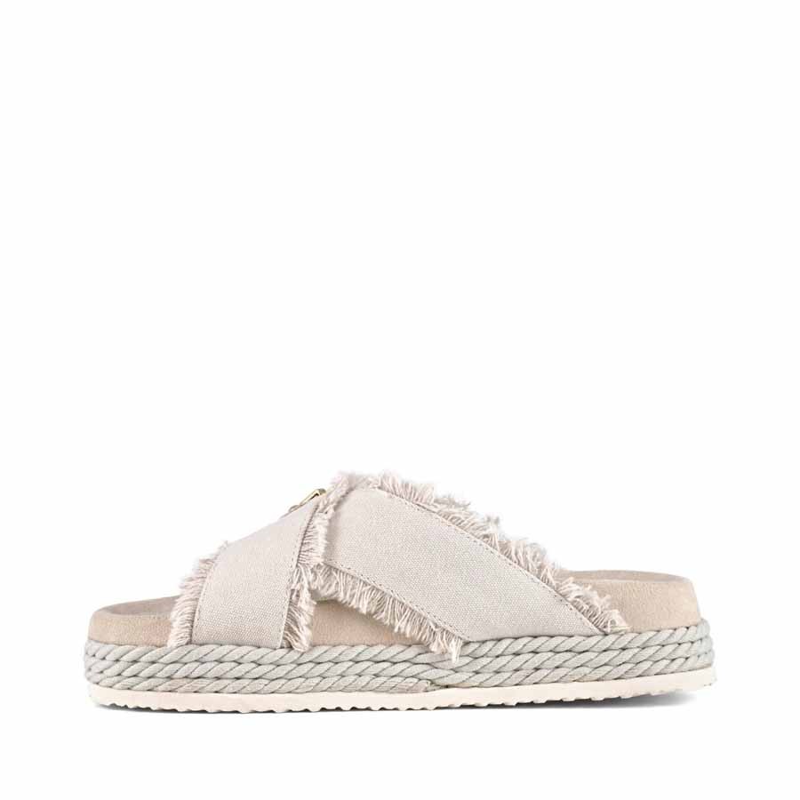 Mou sandalo Rope bio sandal Criss-cross recycled canvas beige
