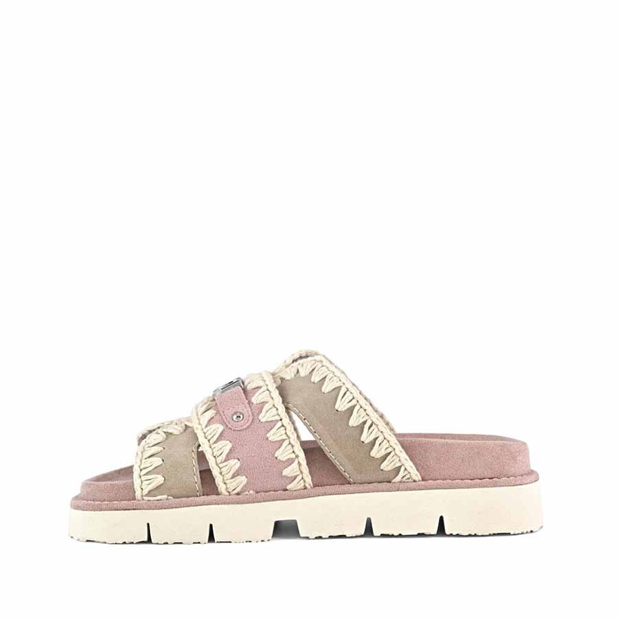 Mou Bio sandal bicolor silver peony pink sand