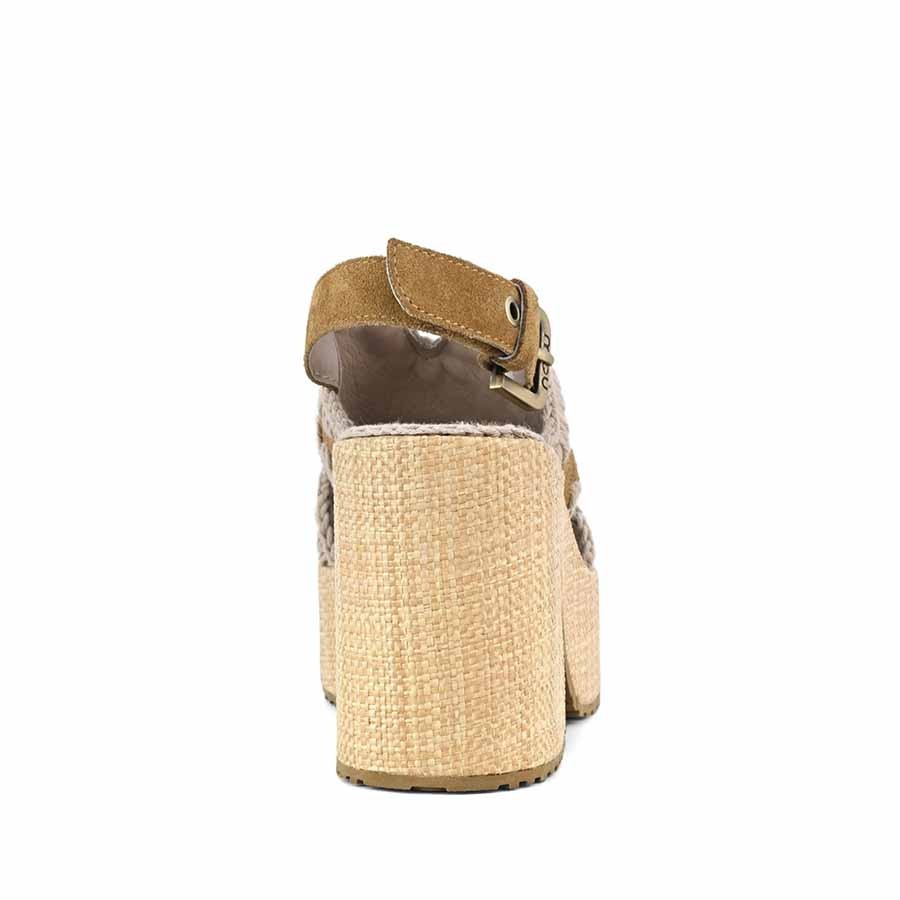 Mou sandalo Raffia platform backstrap cognac