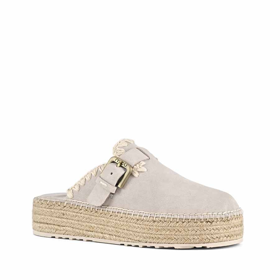 Mou Jute clog plain suede chalk