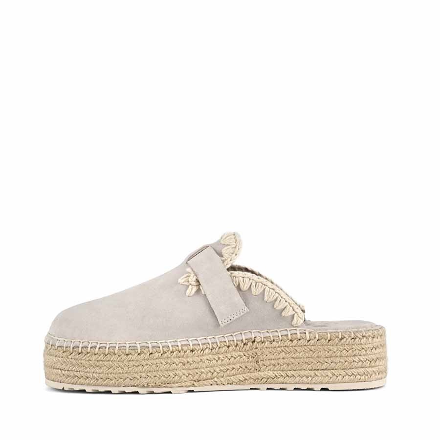 Mou Jute clog plain suede chalk