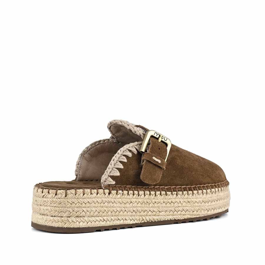 Mou Jute clog plain suede nut brown leather