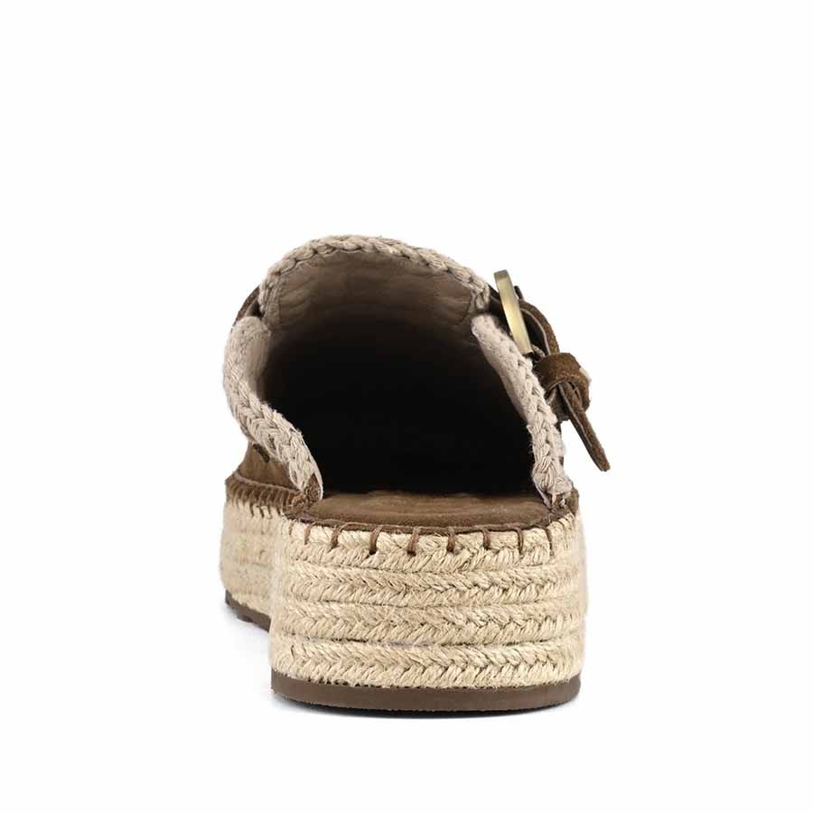 Mou Jute clog plain suede nut brown leather