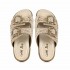 Coral Blue birkenstock slide double band jewel raffia natural