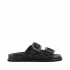Coral Blue birkenstock slide double band jewel raffia black