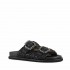 Coral Blue birkenstock slide double band jewel raffia black