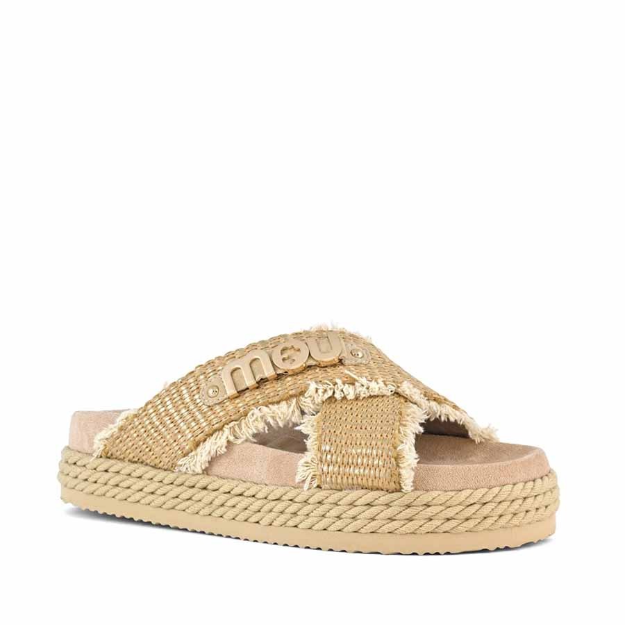 Mou sandalo Rope bio sandal Criss-cross raffia metal natural