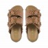 Coral Blue birkenstock slide double band jewel cognac