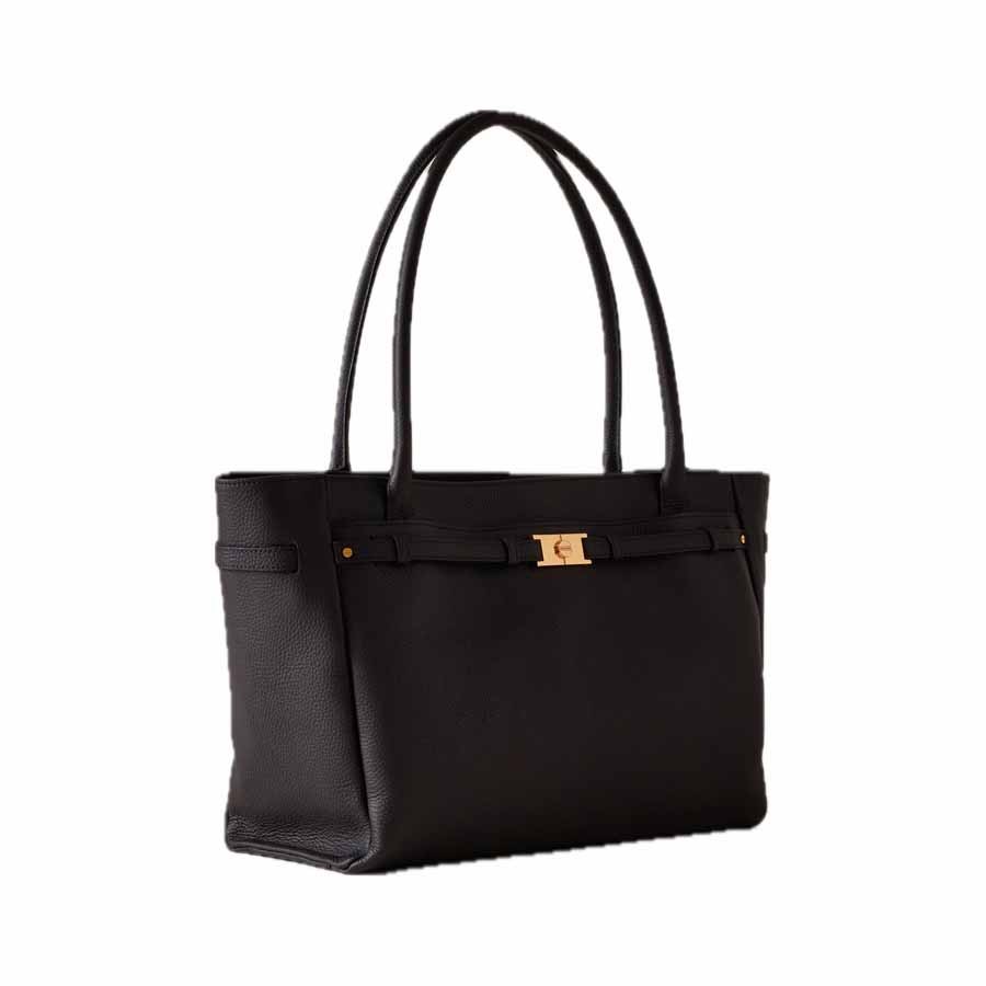 Borbonese large "La Torinese"  shopping bag in black calfskin