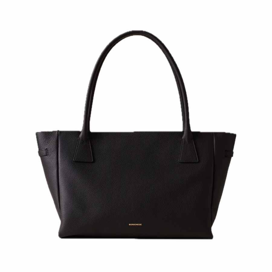Borbonese large "La Torinese"  shopping bag in black calfskin
