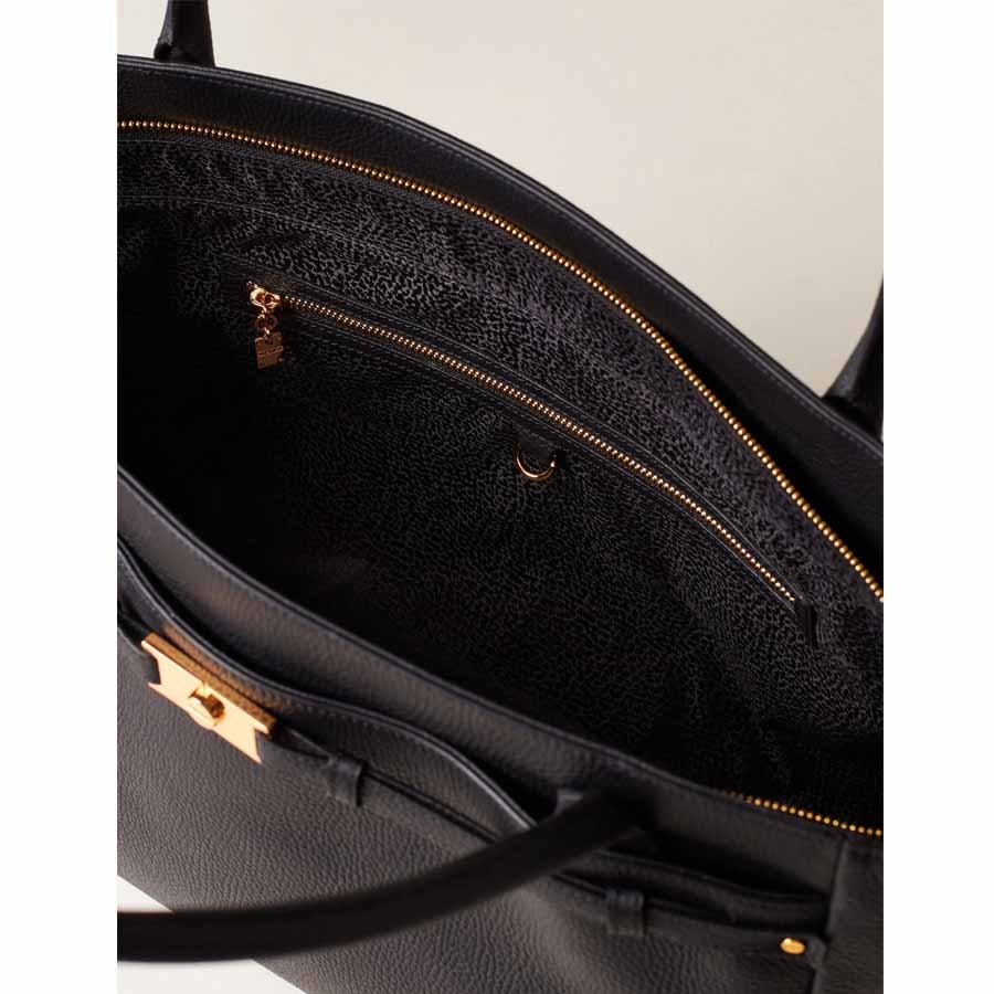 Borbonese borsa shopping large Torinese vitello nero