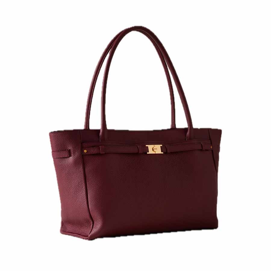 Borbonese borsa shopping large Torinese vitello merlot