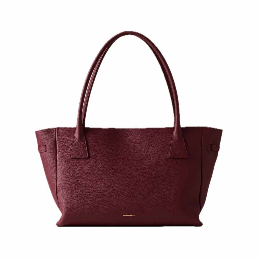 Borbonese large "La Torinese"  shopping bag in merlot calfskin