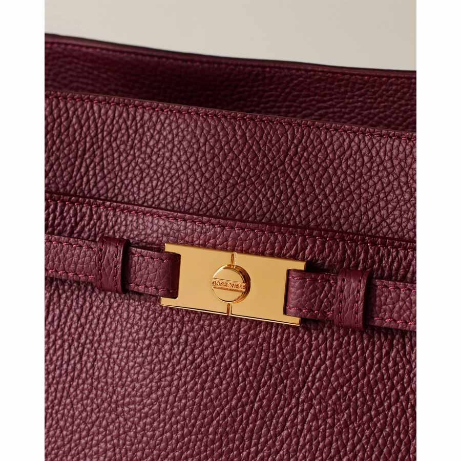 Borbonese large "La Torinese"  shopping bag in merlot calfskin