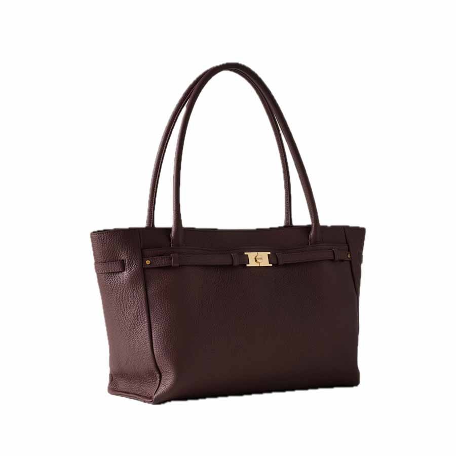 Borbonese large shopping bag in Torinese brown calfskin