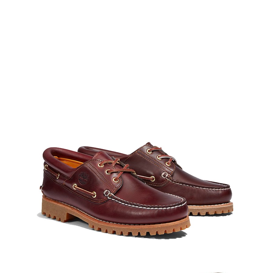 Scarpa Timberland® Authentic 3-Eye Lug Handsewn da Uomo in bordeaux