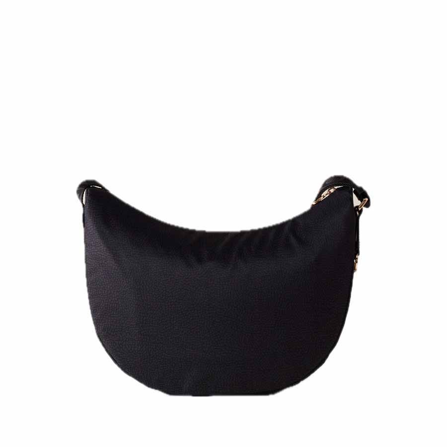 Borbonese borsa Luna bag middle Hobo tessuto Op dark black