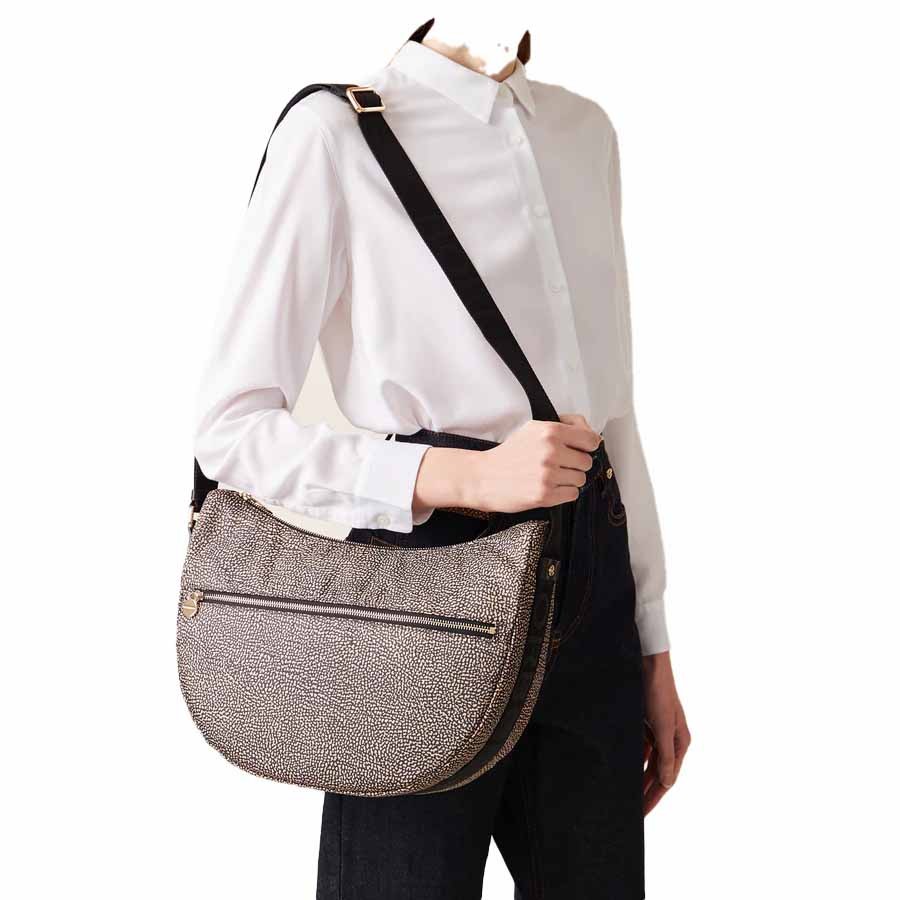 Borbonese Luna Bag Middle zip OpNaturale nero