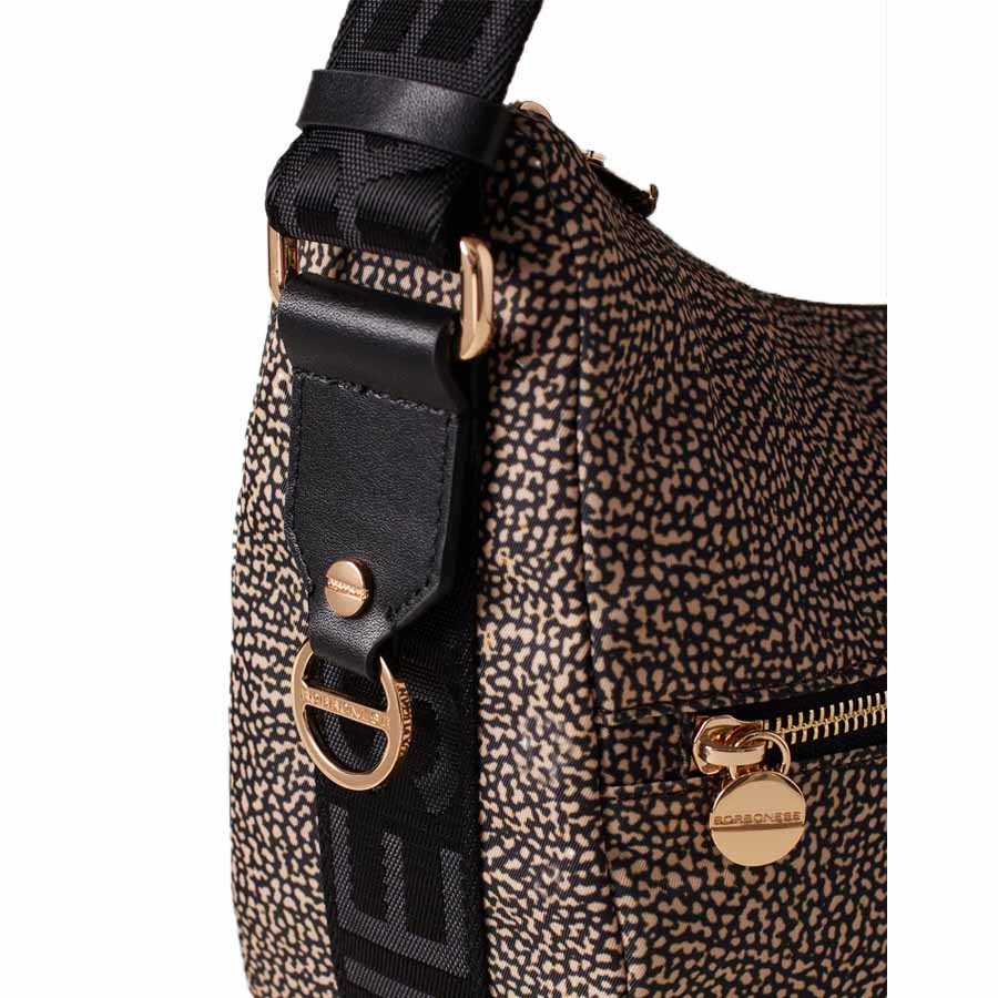 Borbonese Luna Bag Middle zip OpNaturale nero