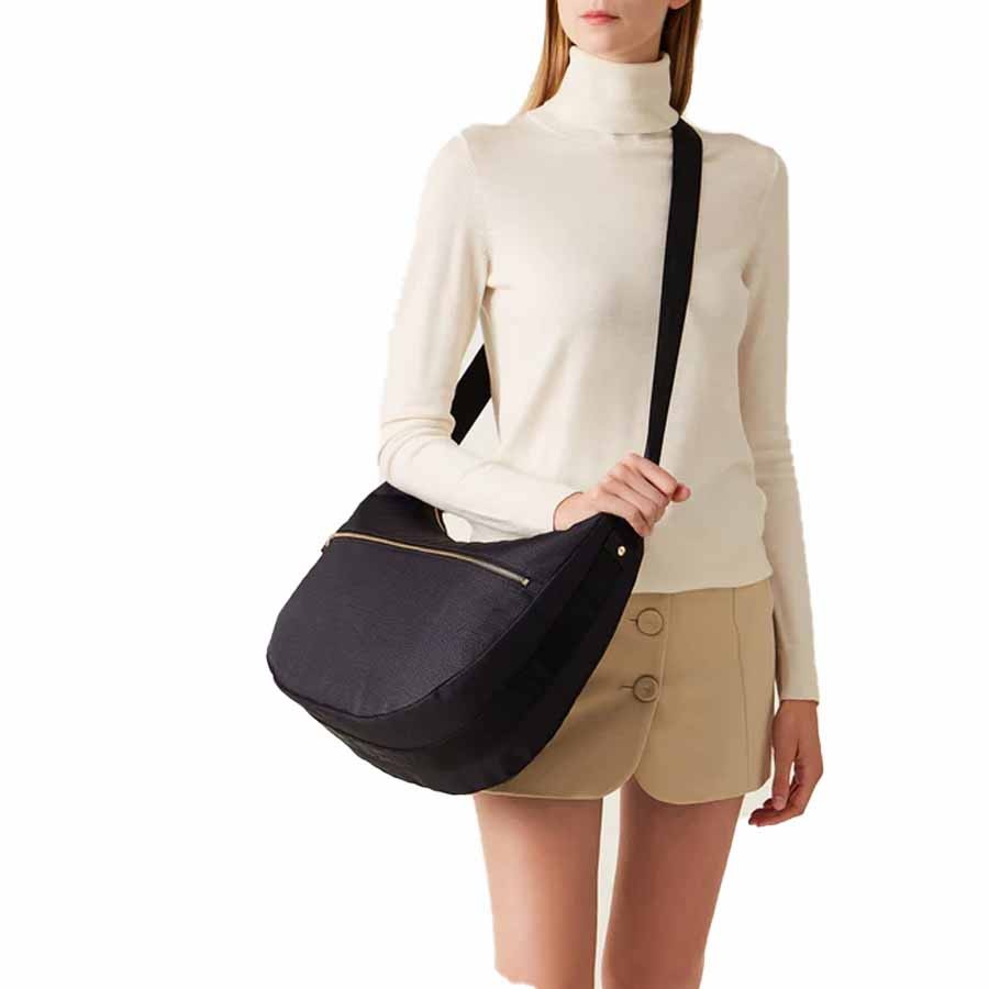 Borbonese Luna Bag Medium zip dark black