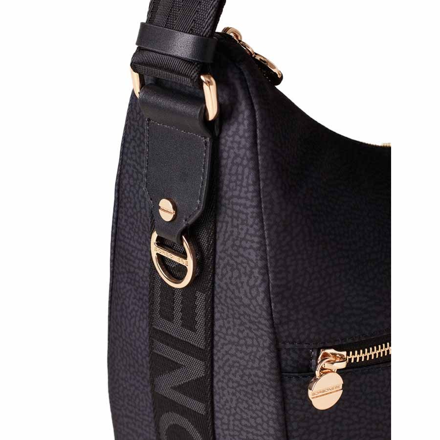 Borbonese Luna Bag Medium zip dark black