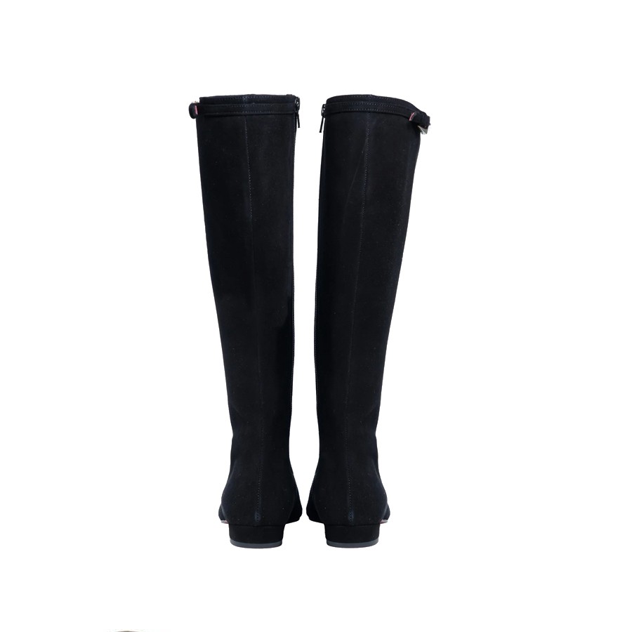 Roberto Festa FOLD knee-high boot in black suede with low heel
