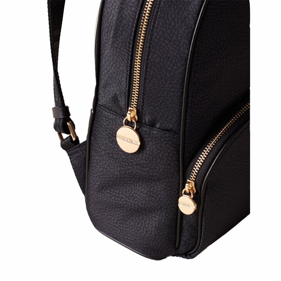 Borbonese dark black fabric backpack