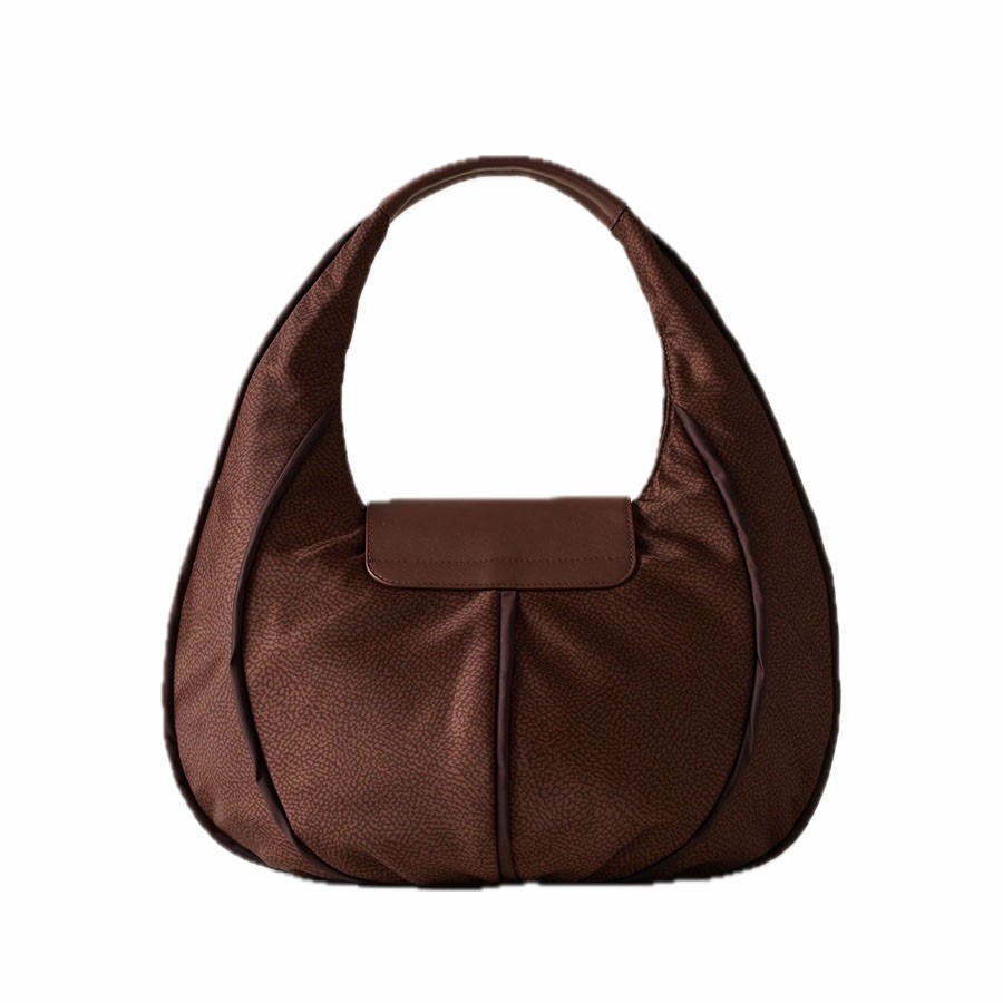 Borbonese borsa Hobo small Cottage tessuto OP noisette