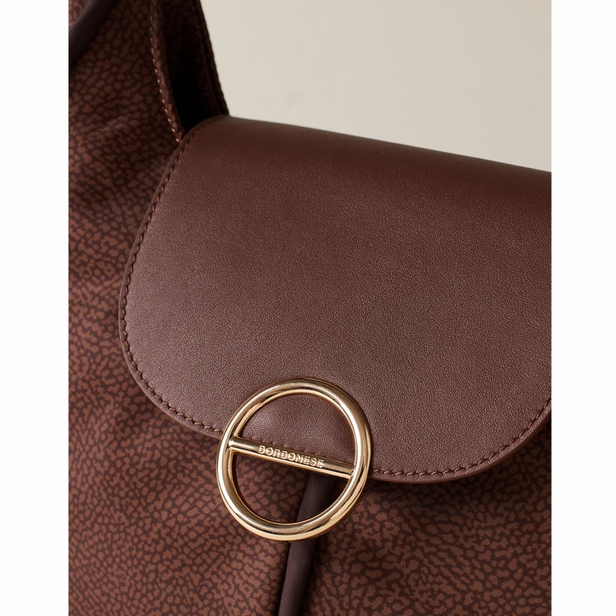 Borbonese Hobo bag small Cottage OP fabric noisette