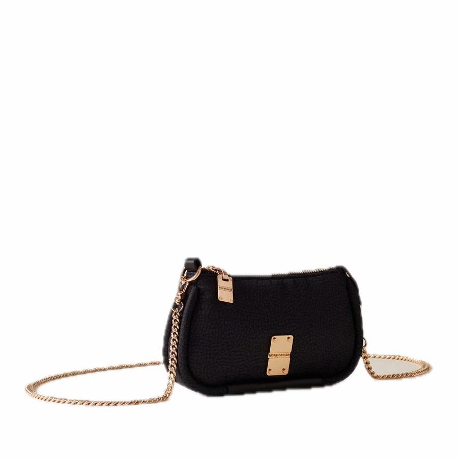 Borbonese borsa tracolla mini Cahier Tessuto OP dark black