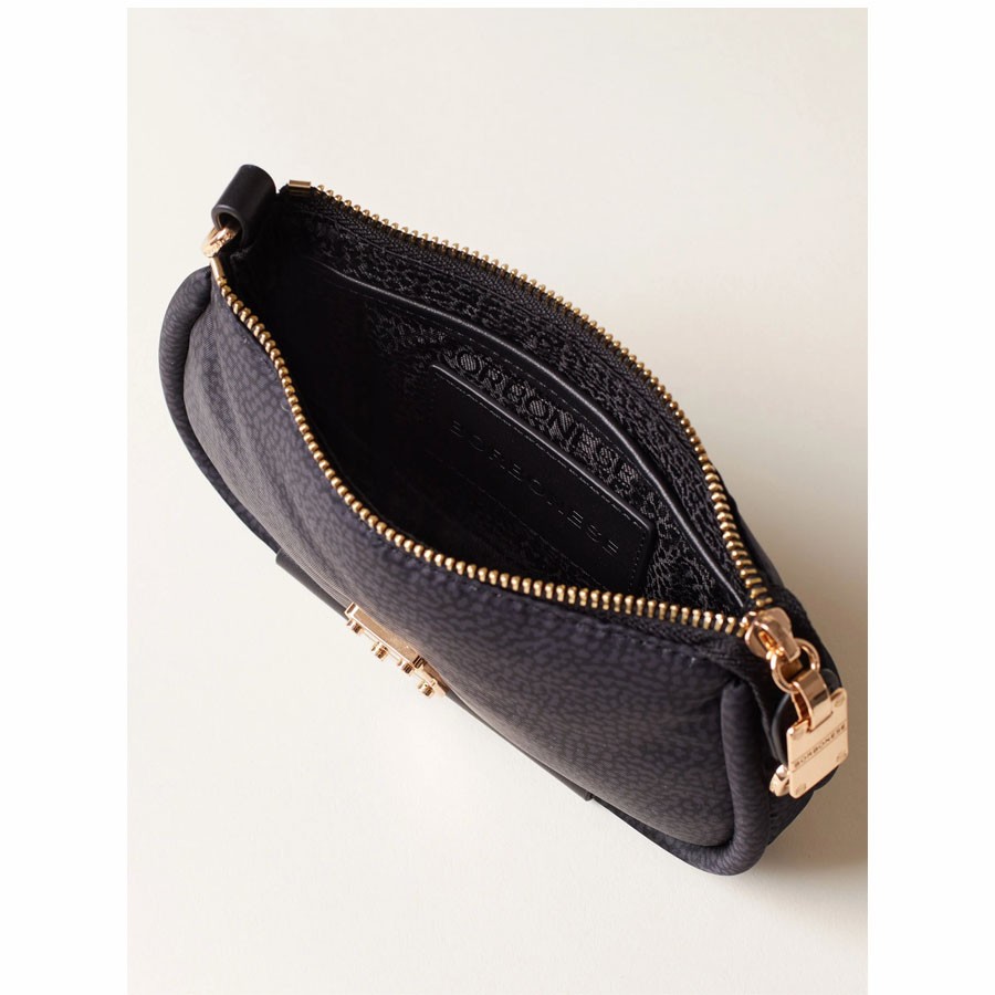 Borbonese borsa tracolla mini Cahier Tessuto OP dark black