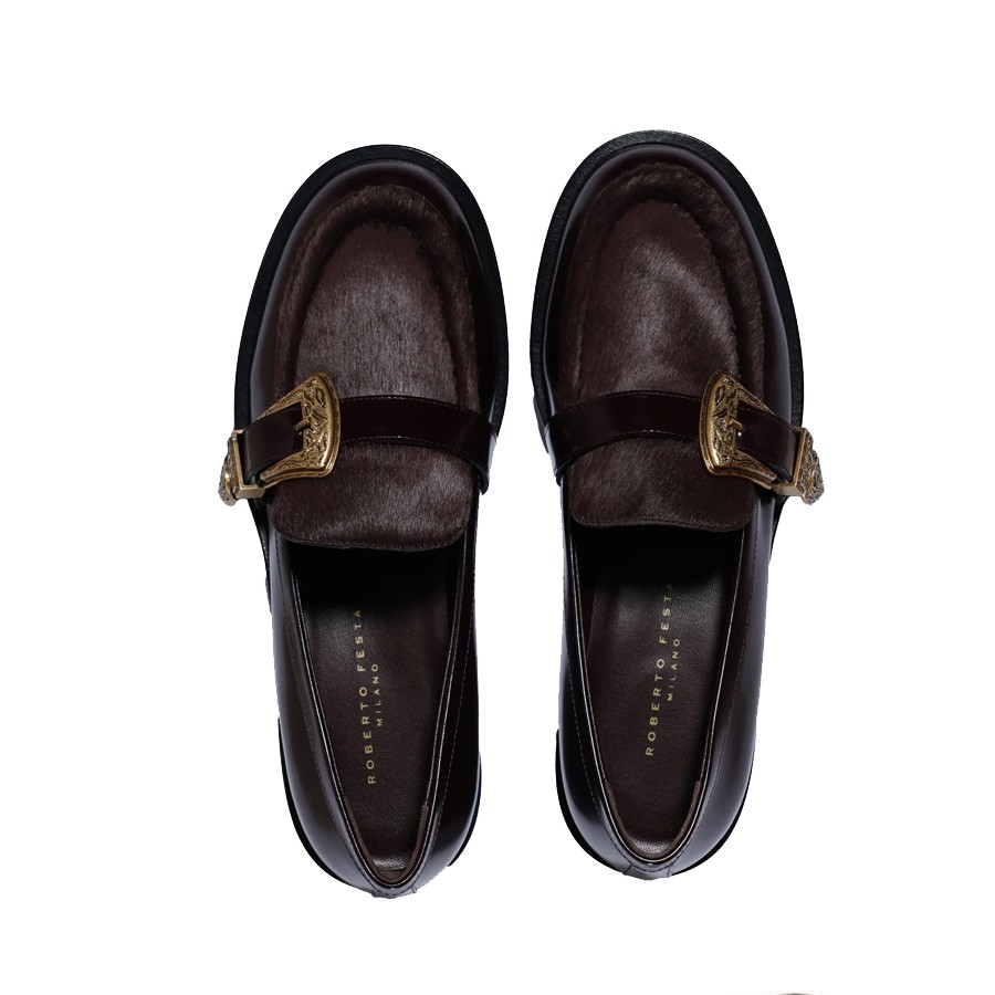 Roberto Festa LIRA moccasin in brushed burgundy colour