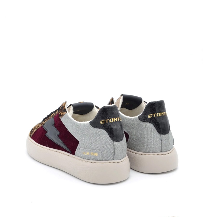 Stokton Women's Suede and Velvet Sneakers Burgundy Beige