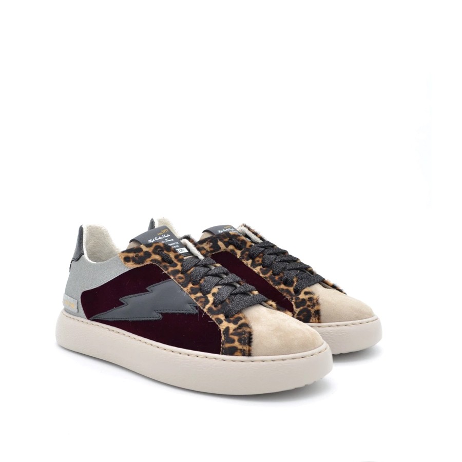 Stokton Sneakers Donna In Camoscio e Velluto Bordò Beige