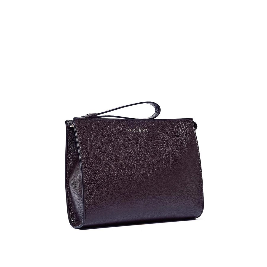 ORCIANI Large micron leather envelope with wristband