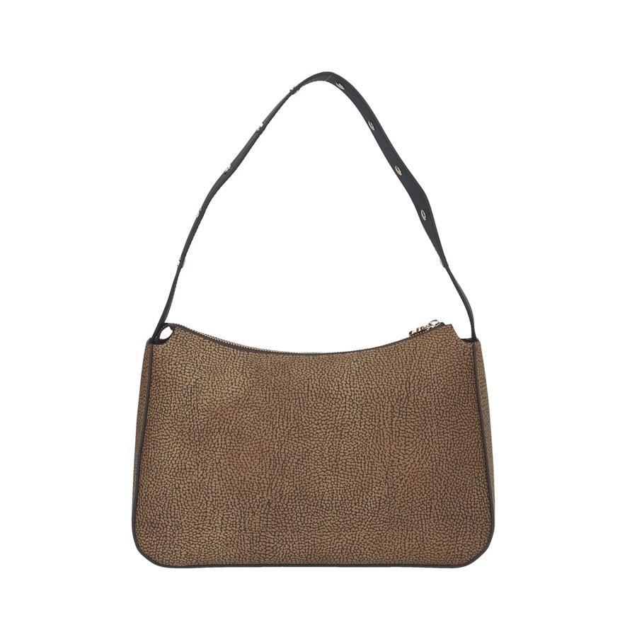 Borbonese Tulip medium hobo bag in Opnaturale coated canvas