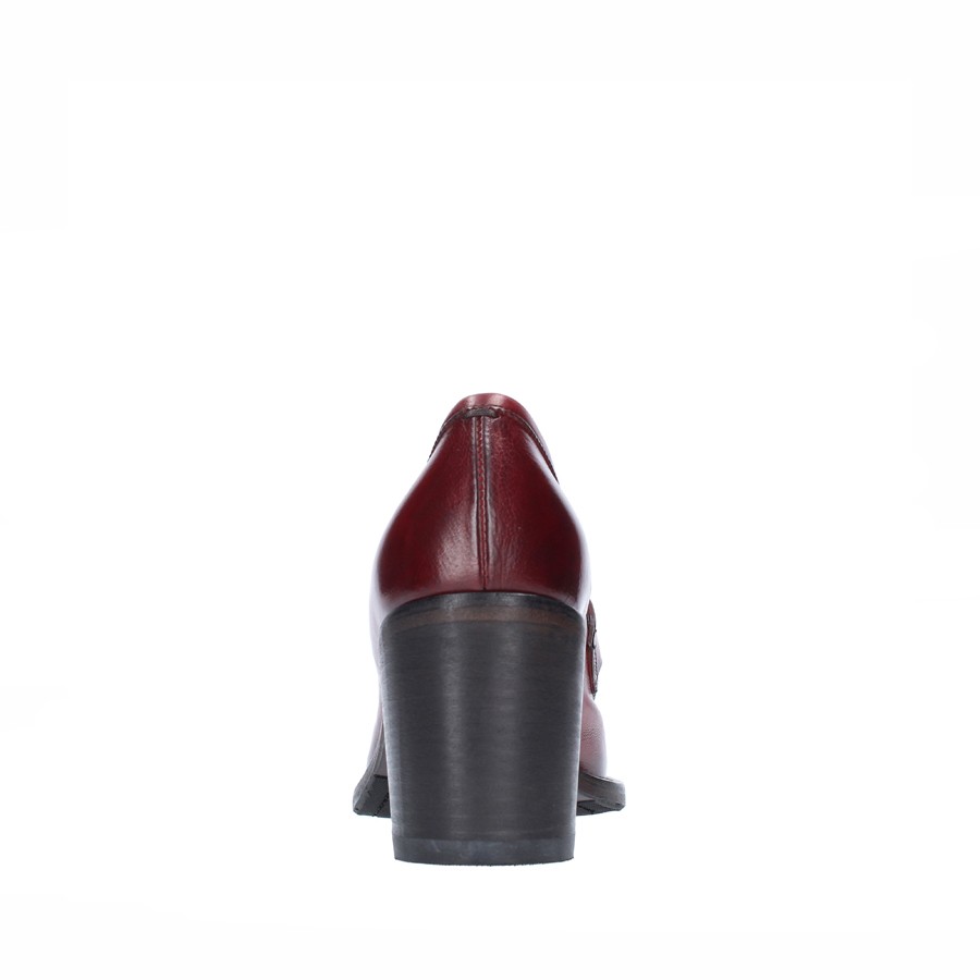 PANTANETTI women moccasin with heel in leather delavè Rosewood (burgundy)