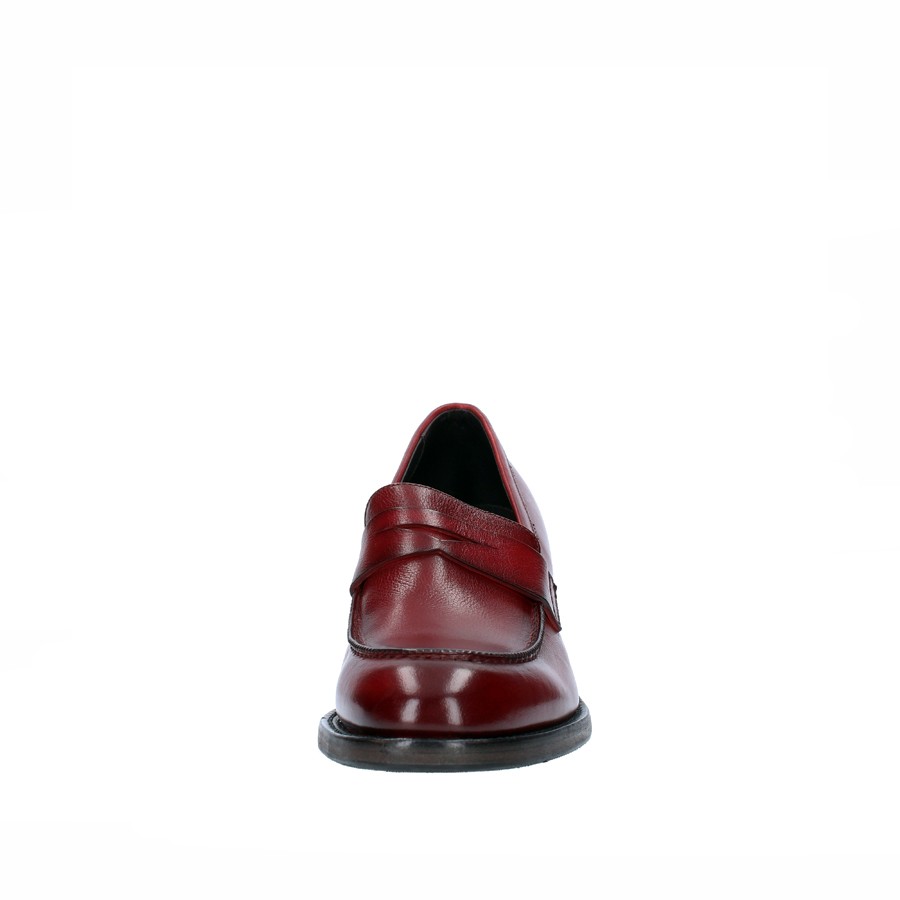 PANTANETTI donna anfibietto con zip e laccio in pelle delavè colore bordeaux