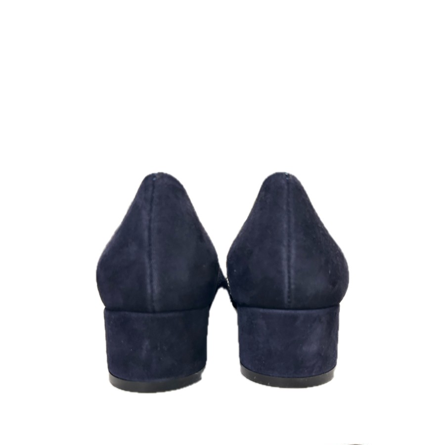 Roberto Festa IRELIA Blue suede skits with fringed toe and low heel