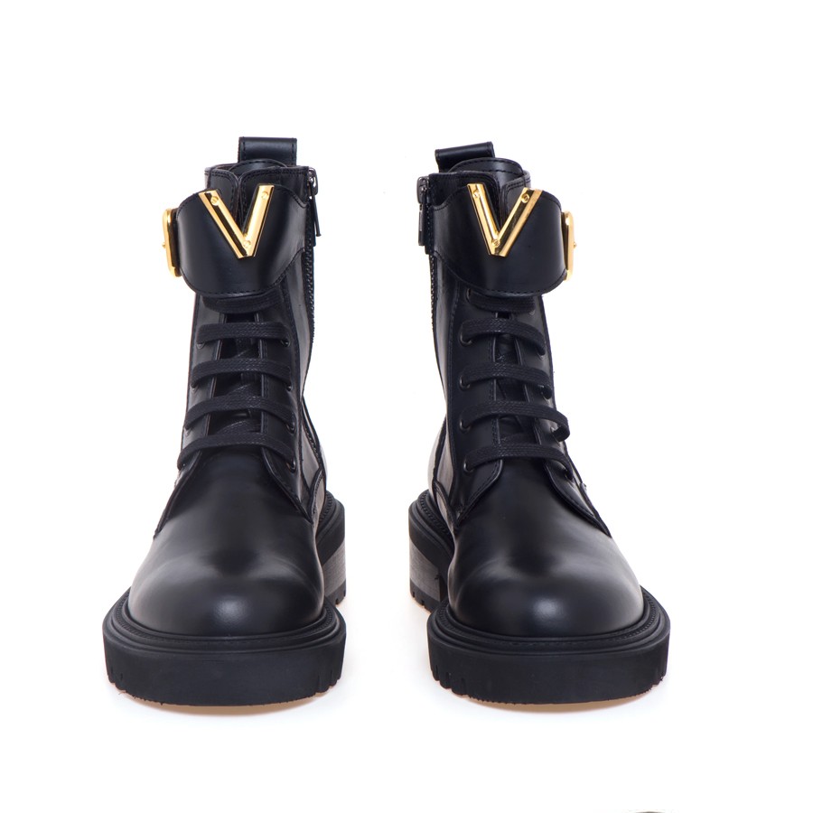 VIA ROMA 15 Black leather amphibian