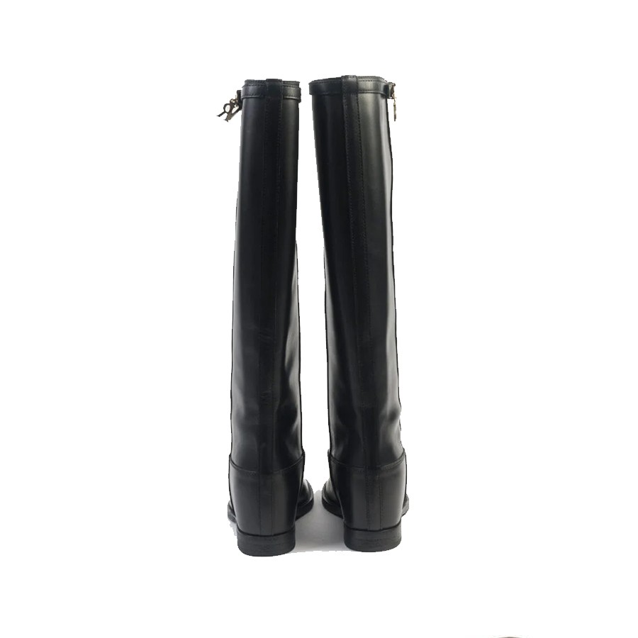 VIA ROMA 15 black leather internal wedge boot